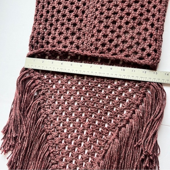 Boho Crochet Festival High Low Skirt Loose Knit Beach Swim  Cover Up Fringe Sz S - Picture 9 of 14